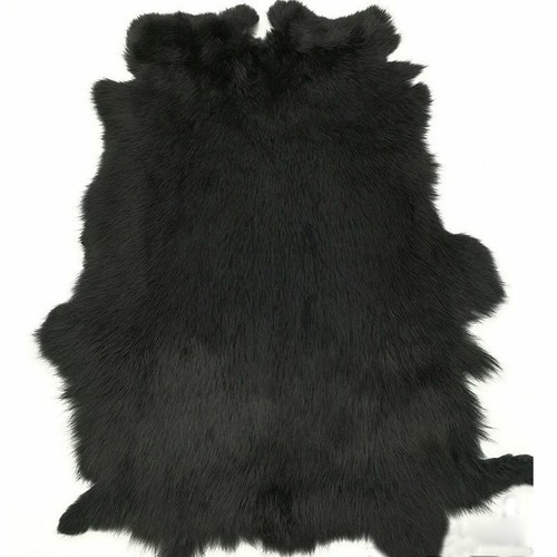Black rabbit hide - black, fur