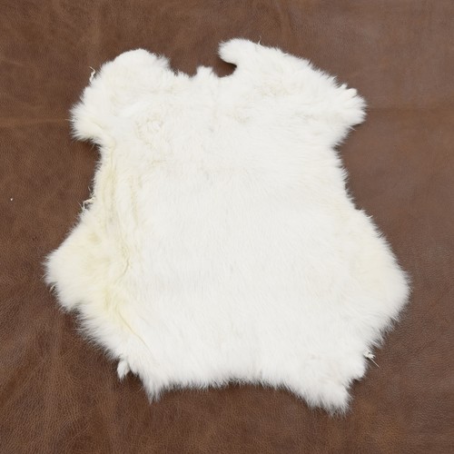 White rabbit fur pelt - white,